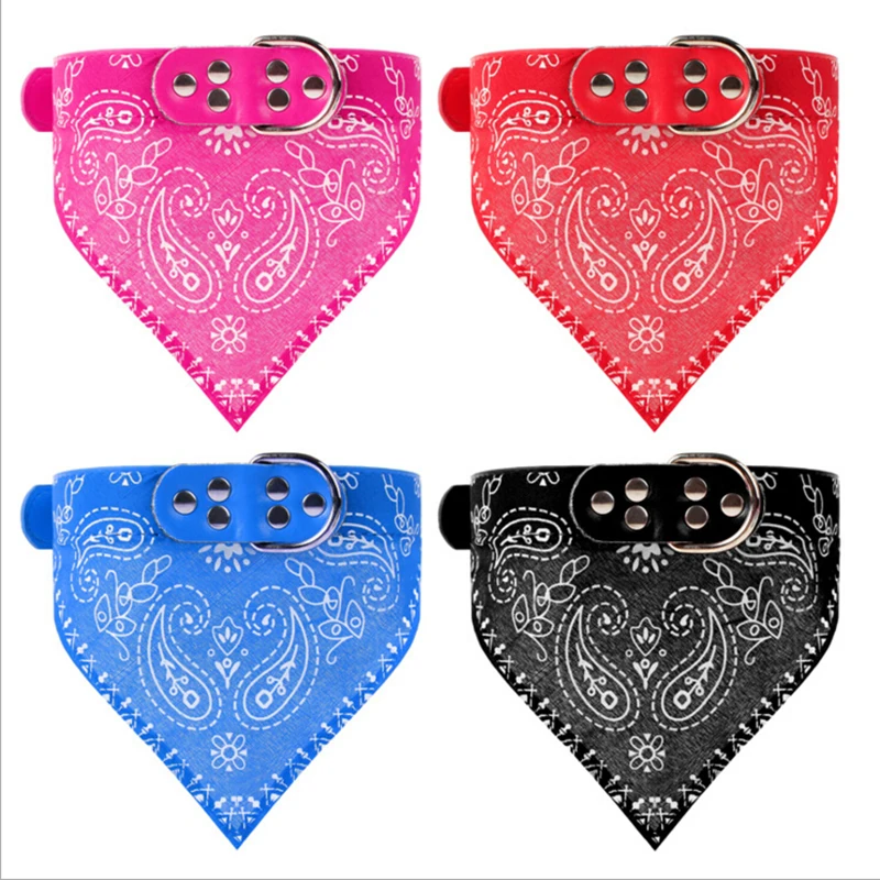 Dog Collar Scarf Print Adjustable Pet Dog Bandana Pattern Puppy Neck Scarf for Small Medium Dogs