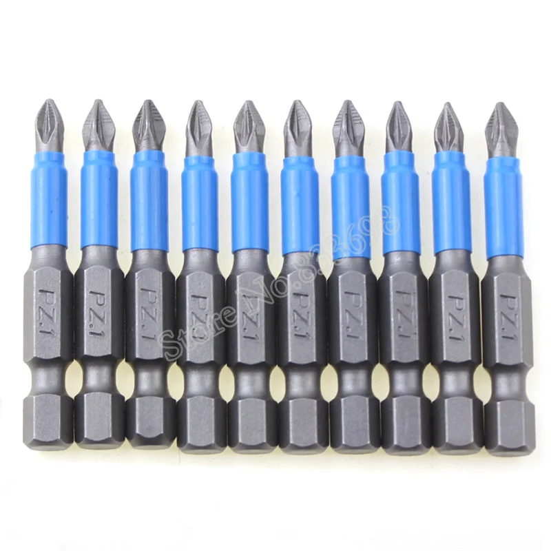 10Pcs 50mm PZ1 Screwdriver Bit Tools Anti Slip 1/4 Hex Shank Screw