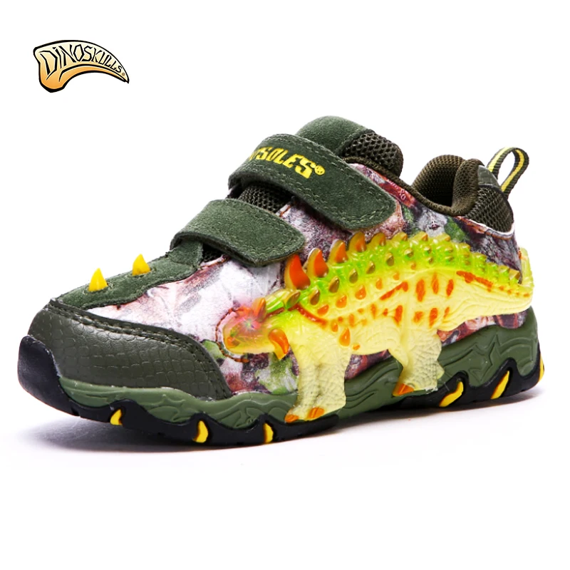 

Dinoskulls 2018 Spring Autumn children shoes leather non-slip with light 3D stereo dinosaur shoes boys sneakers #27-24