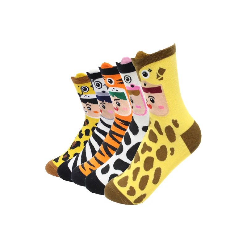 

Hot-sell cartoon socks women 5 pairs/lot autumn-winter ladies and women's cotton soks comfortable breathable funny animal socks