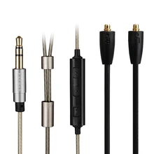 Earmax plateado del Cable del auricular con mando a distancia micrófono reemplazar alambre para Shure SE215 SE315 SE425 SE535 SE846 UE900