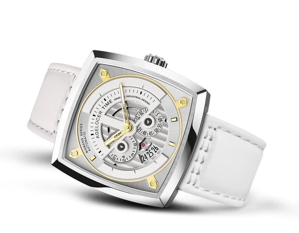 Швейцарский бренд AGELOCER дамы механические часы Для женщин Наручные часы Скелет площади часы кожаный ремешок подарок + коробка 5609A10
