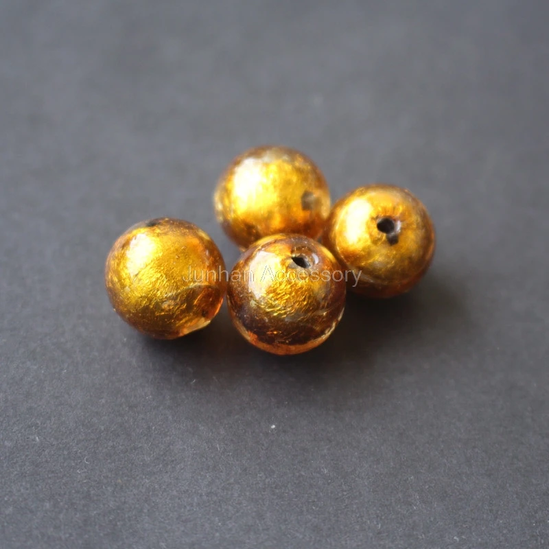 

10Pieces /lot 8mm 10mm 12mm 14mm Glass lampwork beads Silver Foil Olive Gold Color for jewelry &DIY Craft