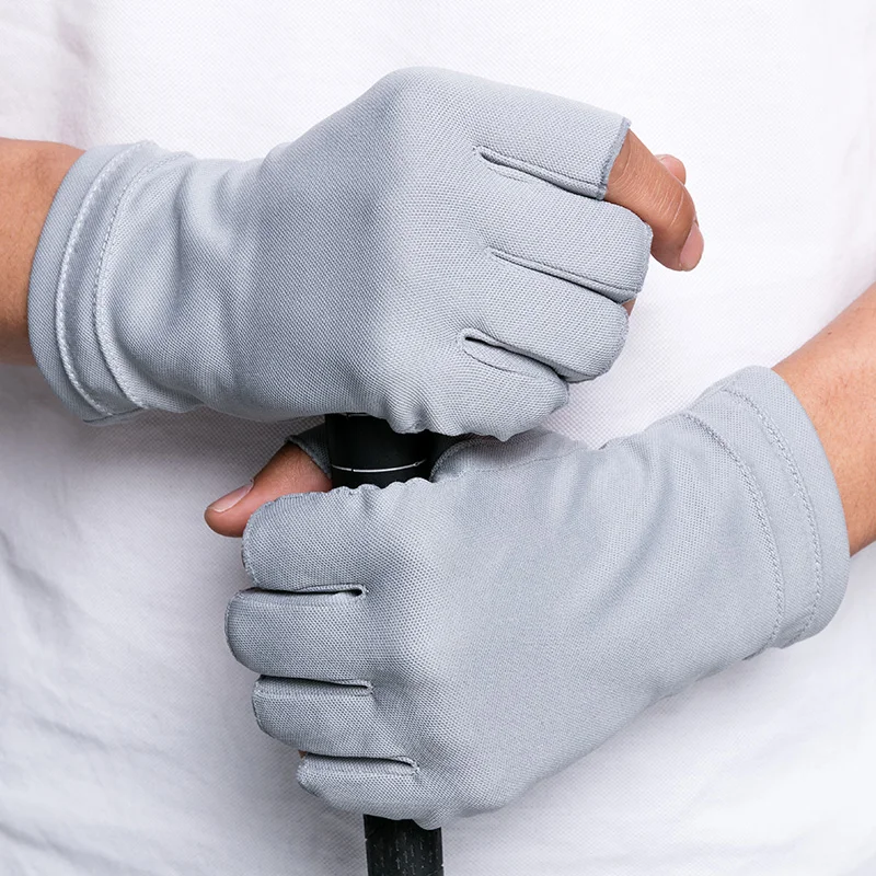 Buy Thin Summer Men fingerless gloves sunscreen gloves