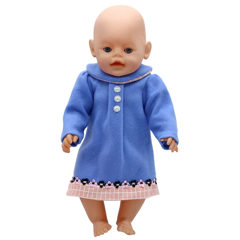 Baby Doll Clothes Blue Coat Dress Fit 43cm Baby Doll Accessories Girl