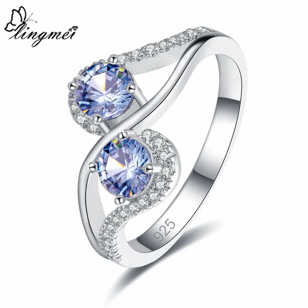 

lingmei Wholesale Round Cut Rainbow Red White Cubic Zircon Fashion Wedding Jewelry Silver 925 Ring Size 6 7 8 9 Christmas Gift