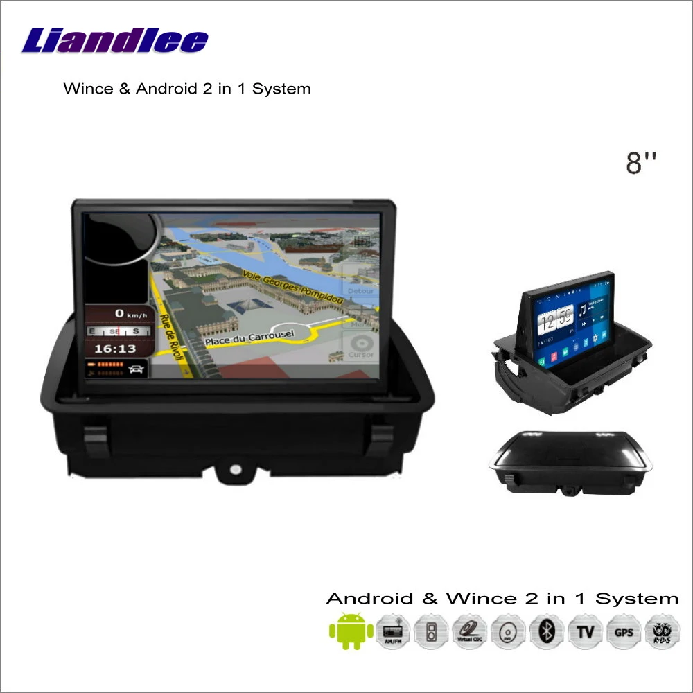 Liandlee для Audi Q3/A1 2011~ Автомобильный Радио CD DVD плеер gps Nav Navi навигация Advanced Wince& Android 2 в 1 S160 система