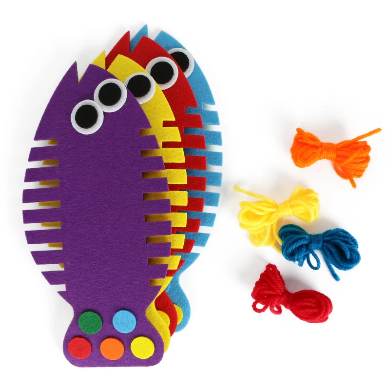 4 шт./компл. проводка рыба креативный детский Войлок Развивающий Пазл игрушки культивирующие возможности для сотрудничества рук глаз DIY пакет