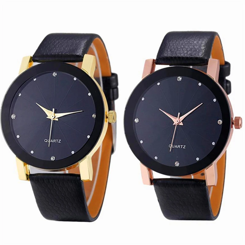 Черный Для женщин часы моды кожаный ремешок наручные часы Роскошные Повседневное простой кварцевые часы для дамы Reloj Mujer женские подарок