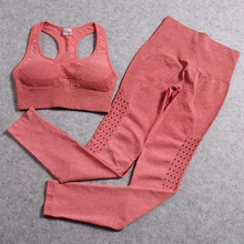 Комплект из 2 предметов для йоги с вырезами, Женский бесшовный Тренировочный Набор с эффектом омбре, спортивная одежда для фитнеса, женская спортивная одежда, леггинсы для спортзала, спортивный комплект