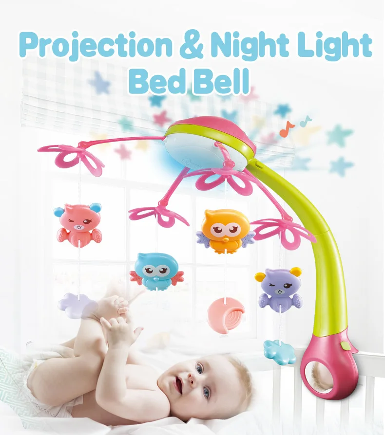 

PostinBaby Rattles Crib Mobiles Toy Holder Rotating Crib Mobile Bed Musical Box Projection 0-12 Months Newborn Infant Baby Toys