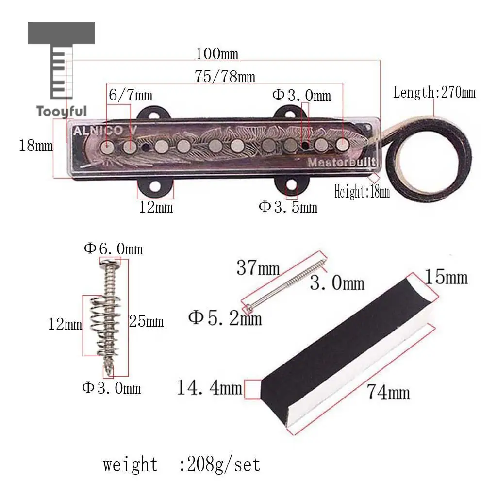 Tooyful набор из Alneco 5 одной катушки звукоснимателя хамбакера шеи и моста для 5 струн JB джаз бас запасные части для гитары