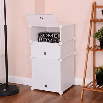 

Giantex 3 Cubic Storage Cabinet Bedroom Organizer Shelf Clothes Closet Bedroom Modern Nightstand White Home Furniture HW54801