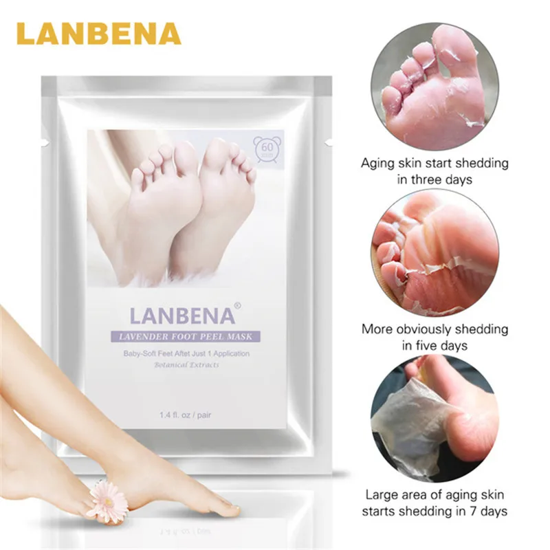 

LANBENA 1 Pair Lavender Foot Peel Mask Only Thoroughly in 2-7 Days Remove Dead Skin Exfoliating Cuticles Heel Foot Cream Mask
