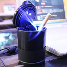 Аксессуары для автомобилей креативная пепельница с светодиодный светильник Универсальный сигарет цилиндр Держатель Прочный Портативный черный дорожная сумка