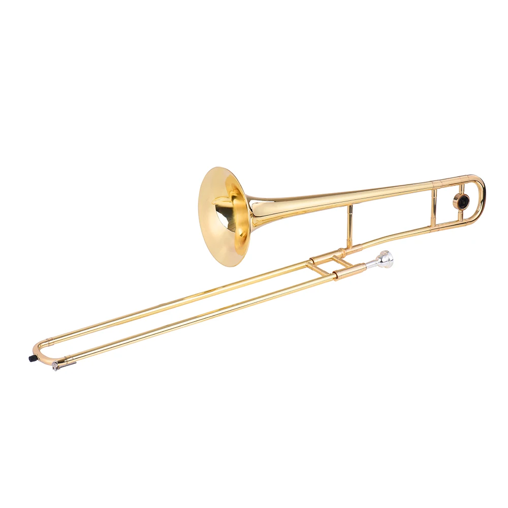 Ammoon Alto Trombone Латунь Золотой Лак Bb тон B плоский духовой инструмент с мельхиором мундштук Чистящая палка чехол