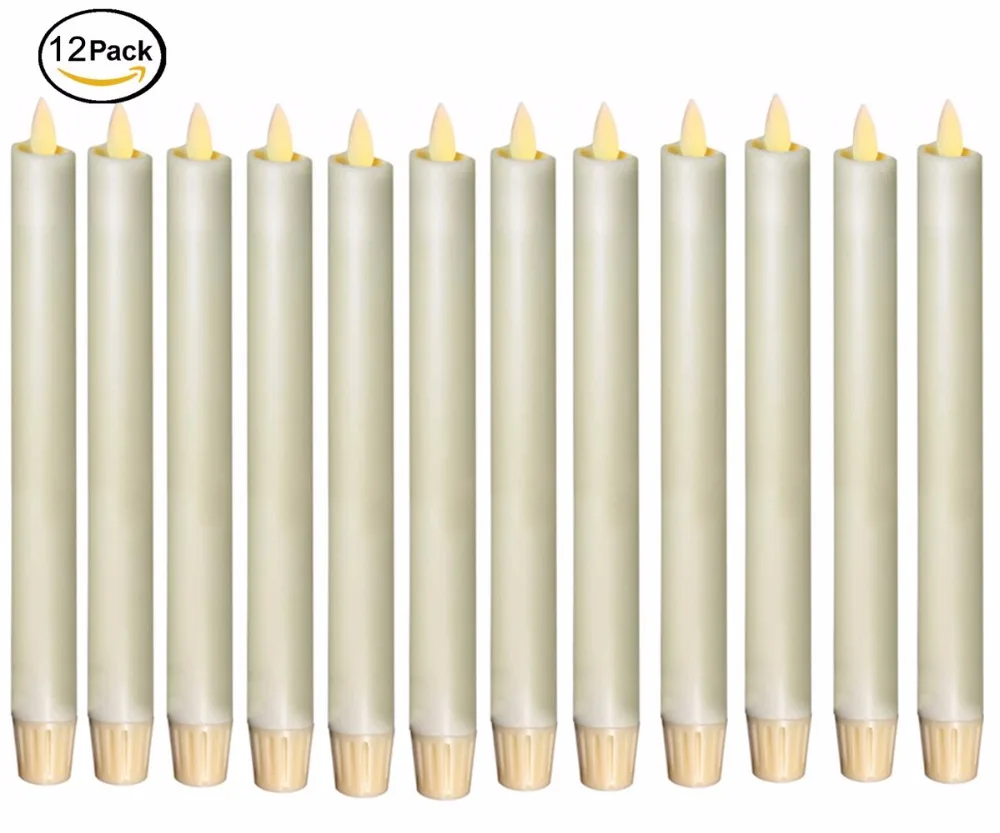 Luminara LED Flameless Ivory Taper Candles Remote Timer Set of 12in