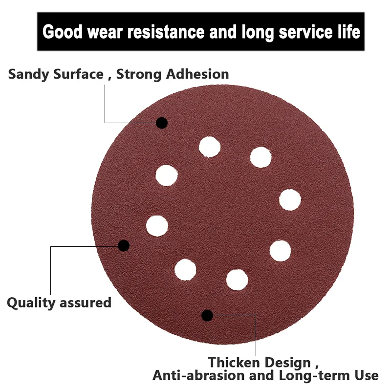 10 шт. 5 дюймов 125 мм круглая наждачная бумага восемь отверстий диск песок листы Зернистость 40-2000 крюк и петля шлифовальный диск полировка