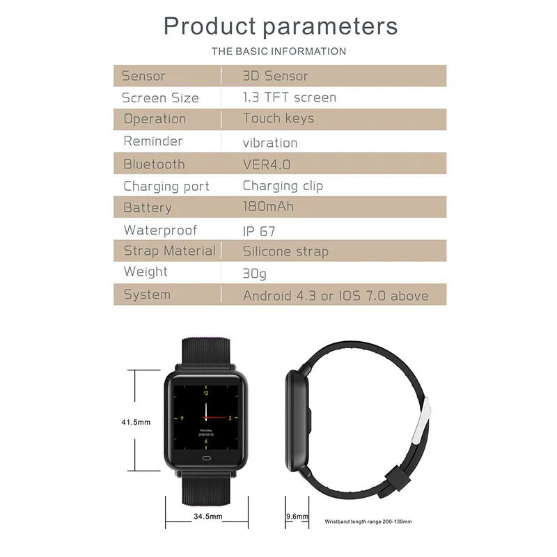 Q9 Смарт часы кровяное давление монитор сердечного ритма IP67 Водонепроницаемый Спорт Фитнес Trakcer часы для мужчин и женщин Smartwatch