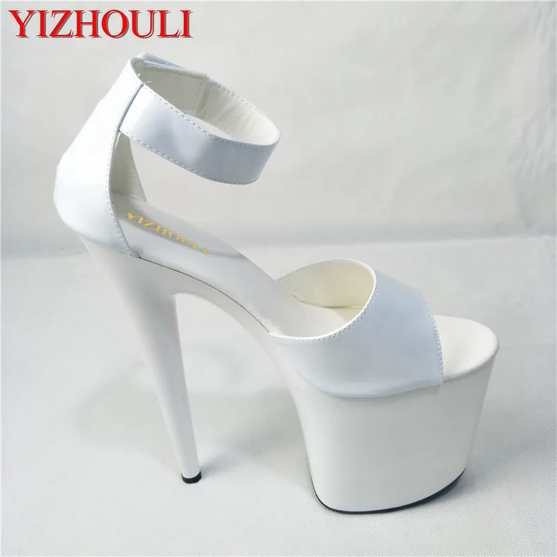 

Classic Sexy Clubbing High Heels Women's Shoe 20cm High Heels Sandals Model Shoes 8 Inch White Ankle Wedding Shoes