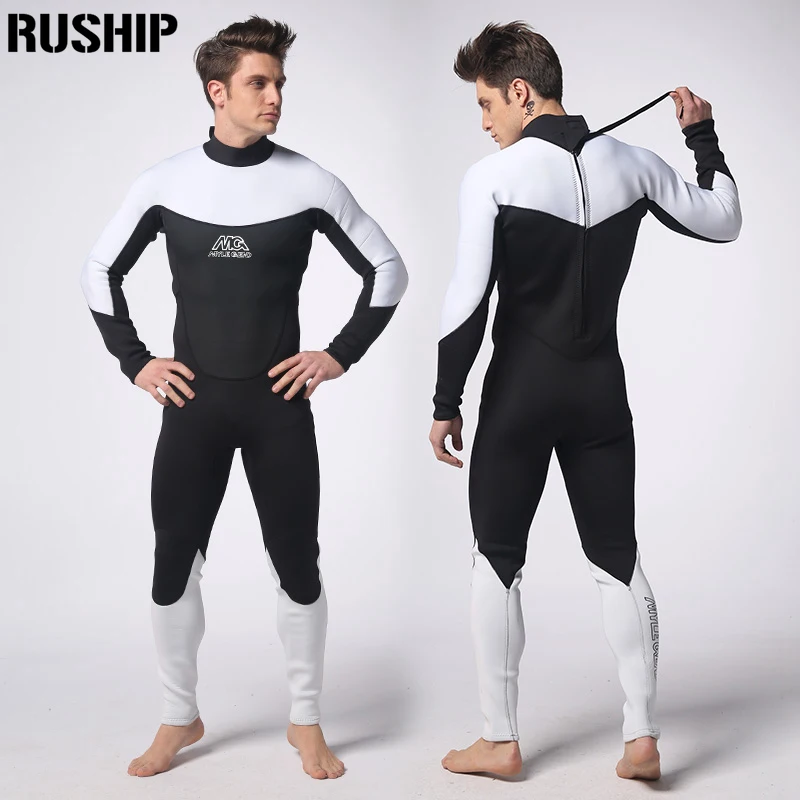 Professional men's 3mm diving suit one piece garment neoprene double