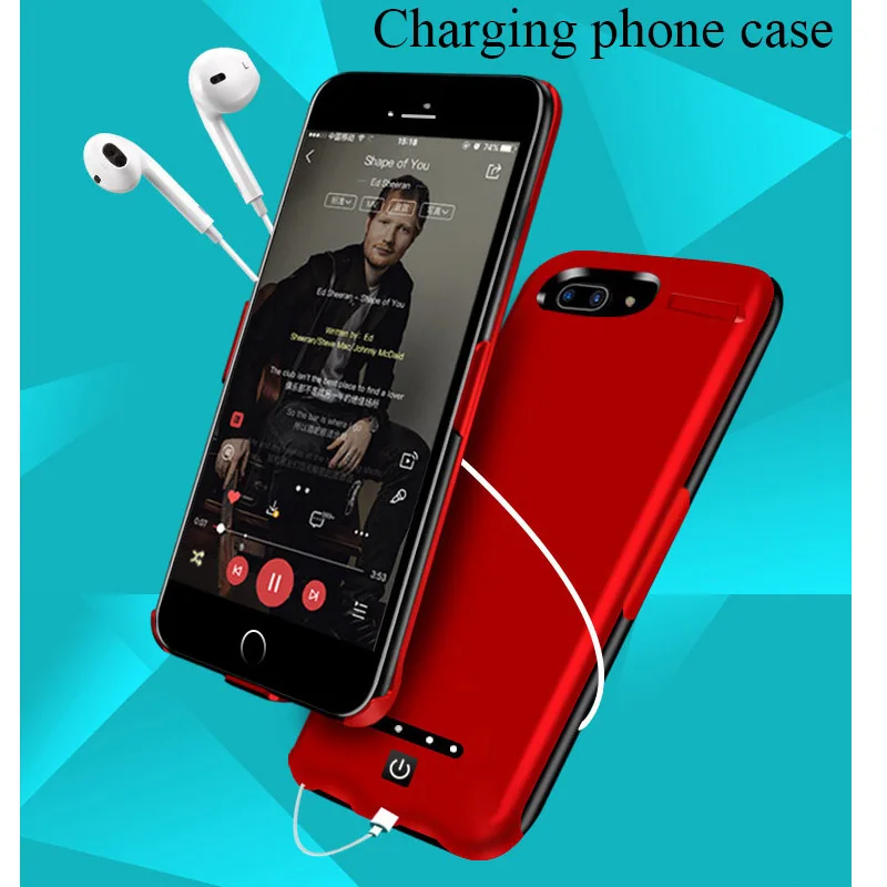7200mah external battery wireless fast charger cover for apple iphone 8 7 6 6s plus smart battery case power bank mobile phone