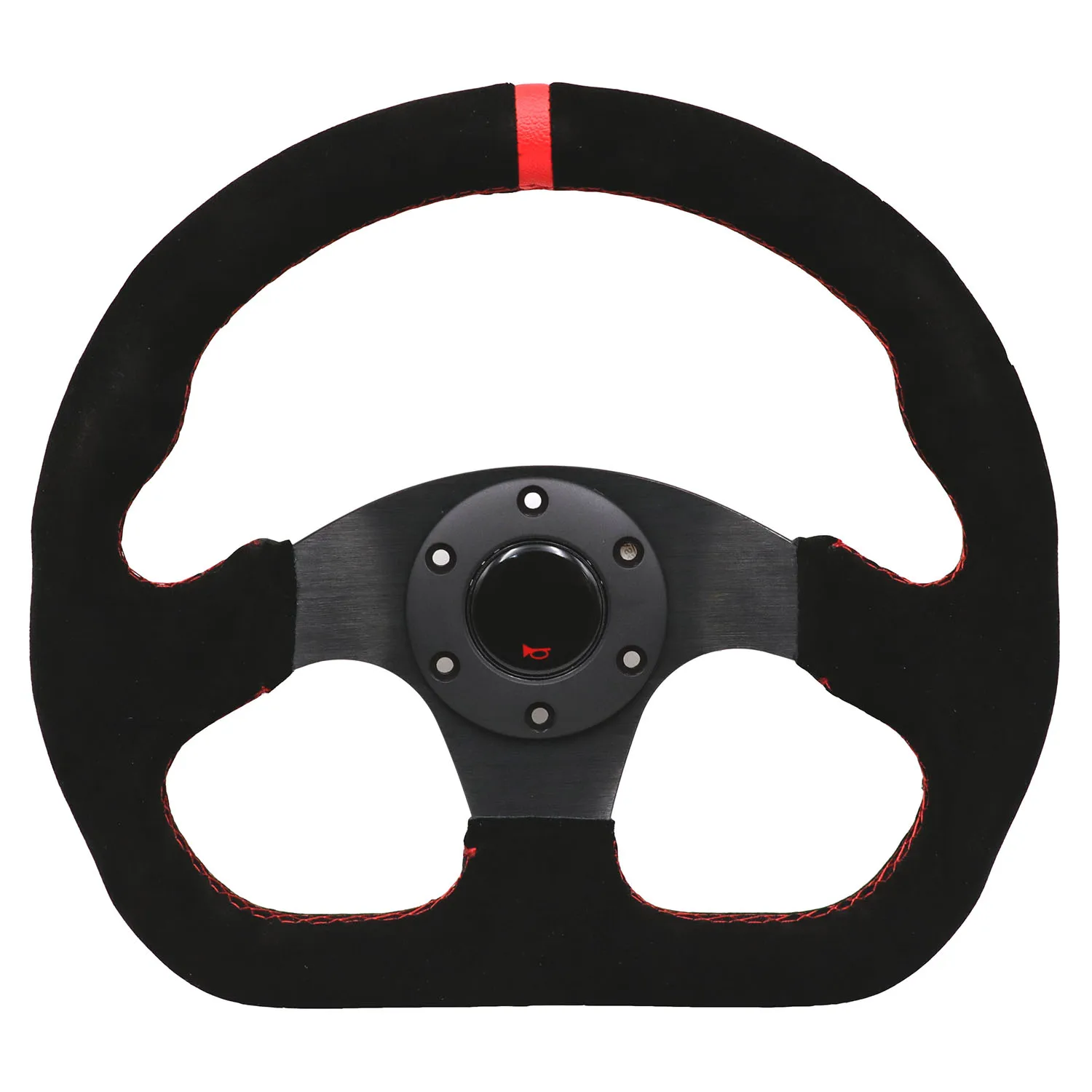 Universal 13inch Auto Racing Flat Red Suede Leather Drift Sport Steering Wheelin Steering