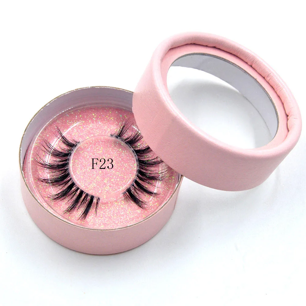 pink F23 3D норковые ресницы накладные ресницы тонкие прозрачная полоса высокое качество повторное использование 10-25раз Роскошные жестокости ресницы логотип на заказ - Цвет: pink F23