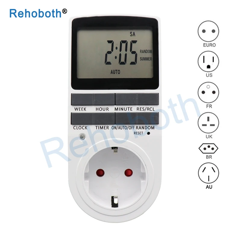 

Electronic Digital Timer Switch 24 Hour Cyclic EU UK AU US BR FR Plug Kitchen Timer Outlet Programmable Timing Socket 220V