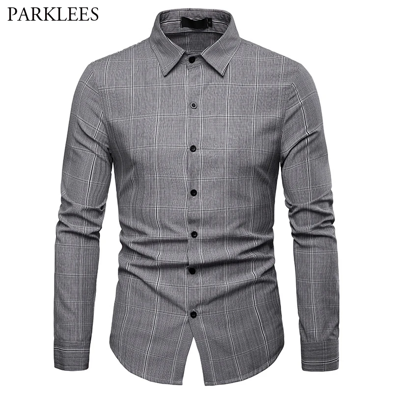 Camisa a cuadros Casual de negocios para hombre 2019