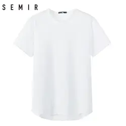 SEMIR футболка человек футболка с короткими рукавами летние мужские 2018 мужская белая рубашка хлопок мужской футболка личности чистый цвет