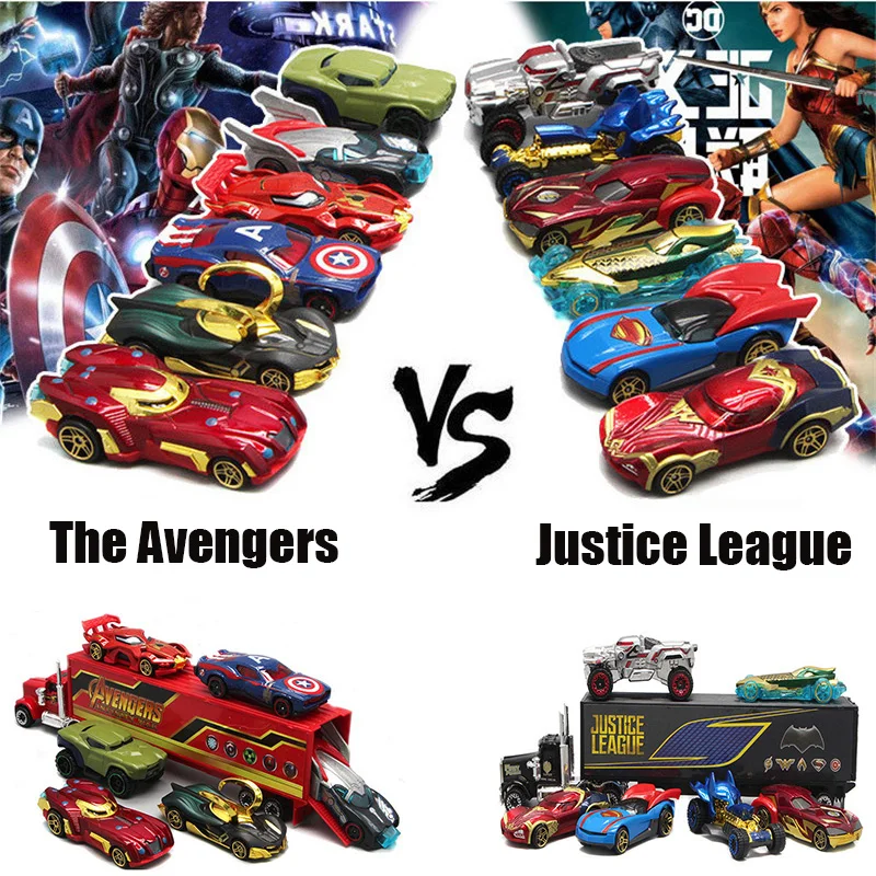 

Simulation 1:64 Diecasts & Toy Vehicles Hot Wheels Set of The Avengers And Justice league Toy Car Model Toys For Children Kids