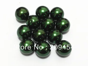 

20mm 100pcs/lot Dark Green Chunky Round Imitation Pearl Acrylic Beads For Kids Jewelry Making