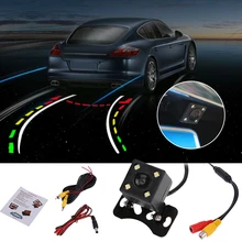 universal 12V 140 Degree Car Reversing Trajectory Dynamic Tracks Rear View Vehicle Camera Night Vision With Scale Meter