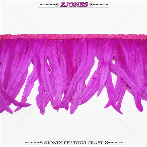 fuschia 2 ярда 25-35 см с перьями из хвоста петуха отделка курицы фазана перо лента бахрома для карнавальный костюм свадебное платье деко - Цвет: fuschia