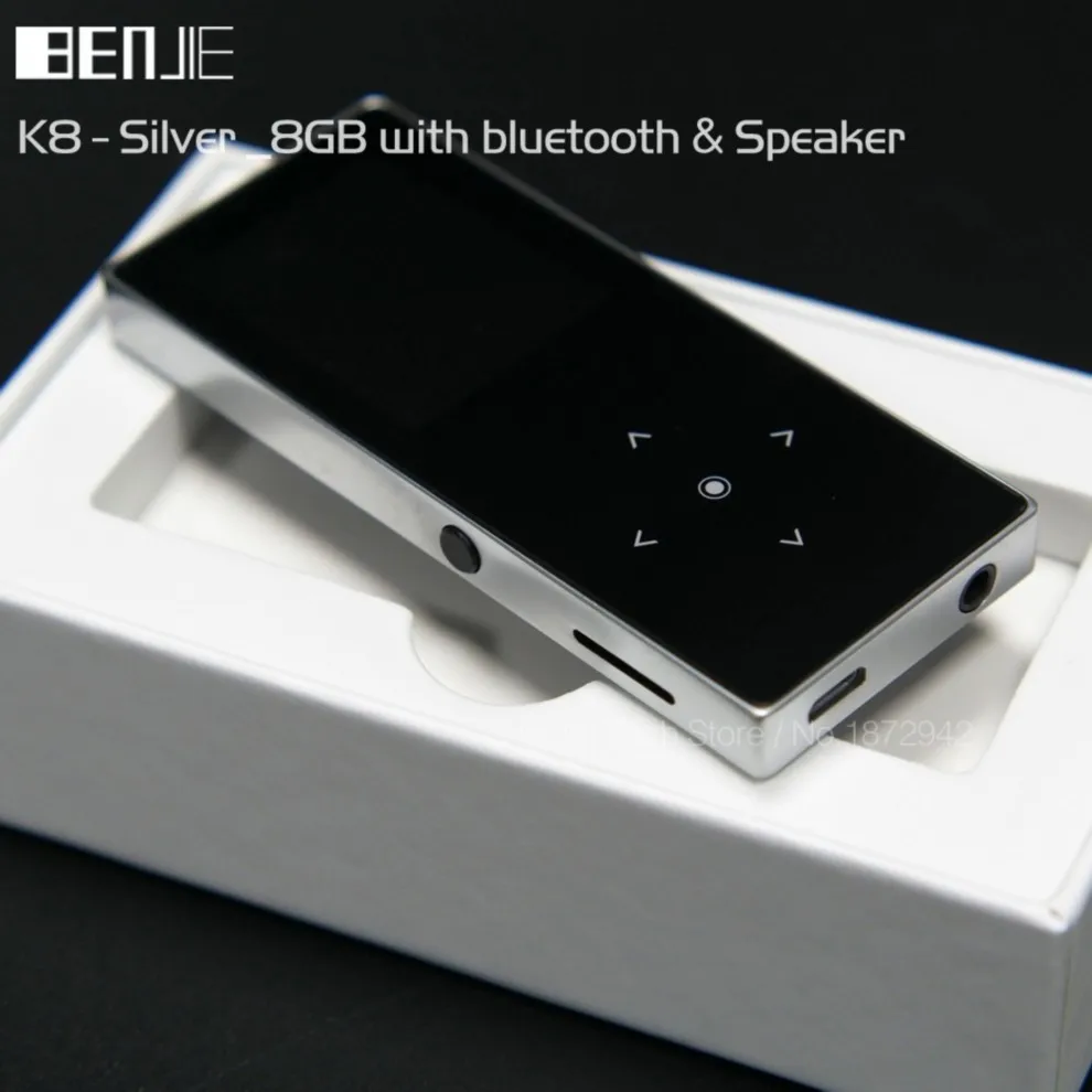 BENJIE K8 Bluetooth MP3 плеер 8 Гб Спортивный Mp3 музыкальный плеер рекордер FM радио Поддержка TF карта со встроенным динамиком - Цвет: Silver withbluetooth