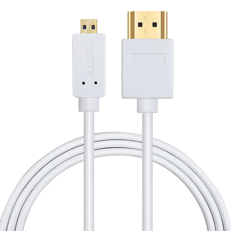 Shulian высокоскоростной кабель Micro-HDMI(type D)-HDMI(type A) 1080P 3D и 4K разрешение готов с Ethernet-1 м 1,5 м 2 м 3 м - Цвет: Белый