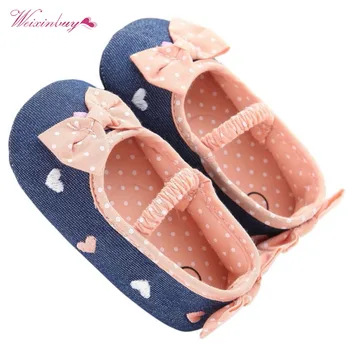 

Newborn Baby Shoes Soft Soled Girls Bowknot Shoes First Walkers Bow Prewalker Crib Cute Shoes Bebe 0-18M