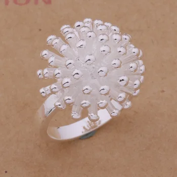 2016Promotion Fashion fireworks flower silver Plated jewelry Women female wedding rings 925 sterling wholesale