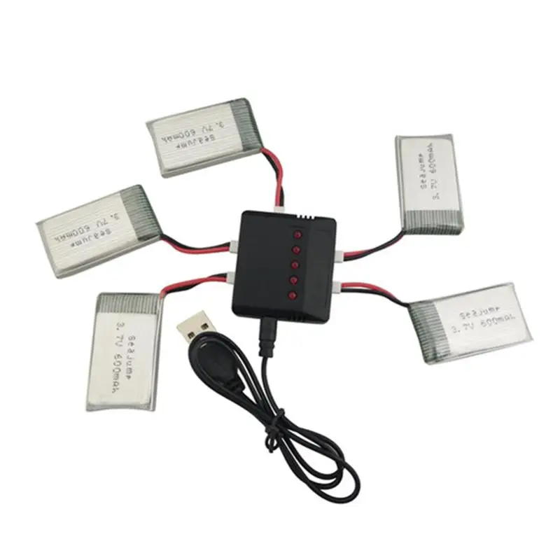 

RCtown 3.7V 600mah Lithium Battery with 5-in-1 Balance Charger for MJX X708 X708W UDI U45 U45W U42 U42W RC Quadcopter D30