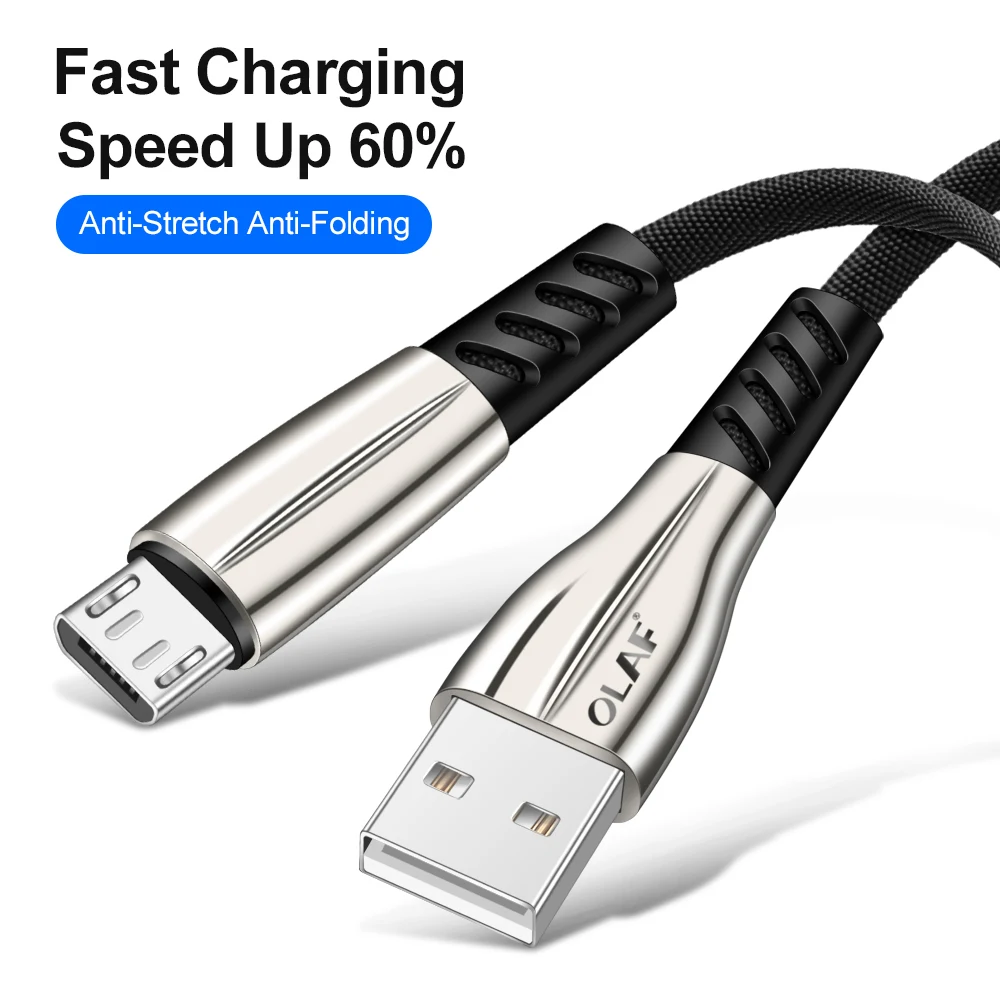 OLAF Micro USB Cable for Samsung S7 3A Fast Charging Mobile Phone USB Cables Cord Data Sync Charge Cable for Xiaomi Redmi 6a Cable for Huawei P10 lite