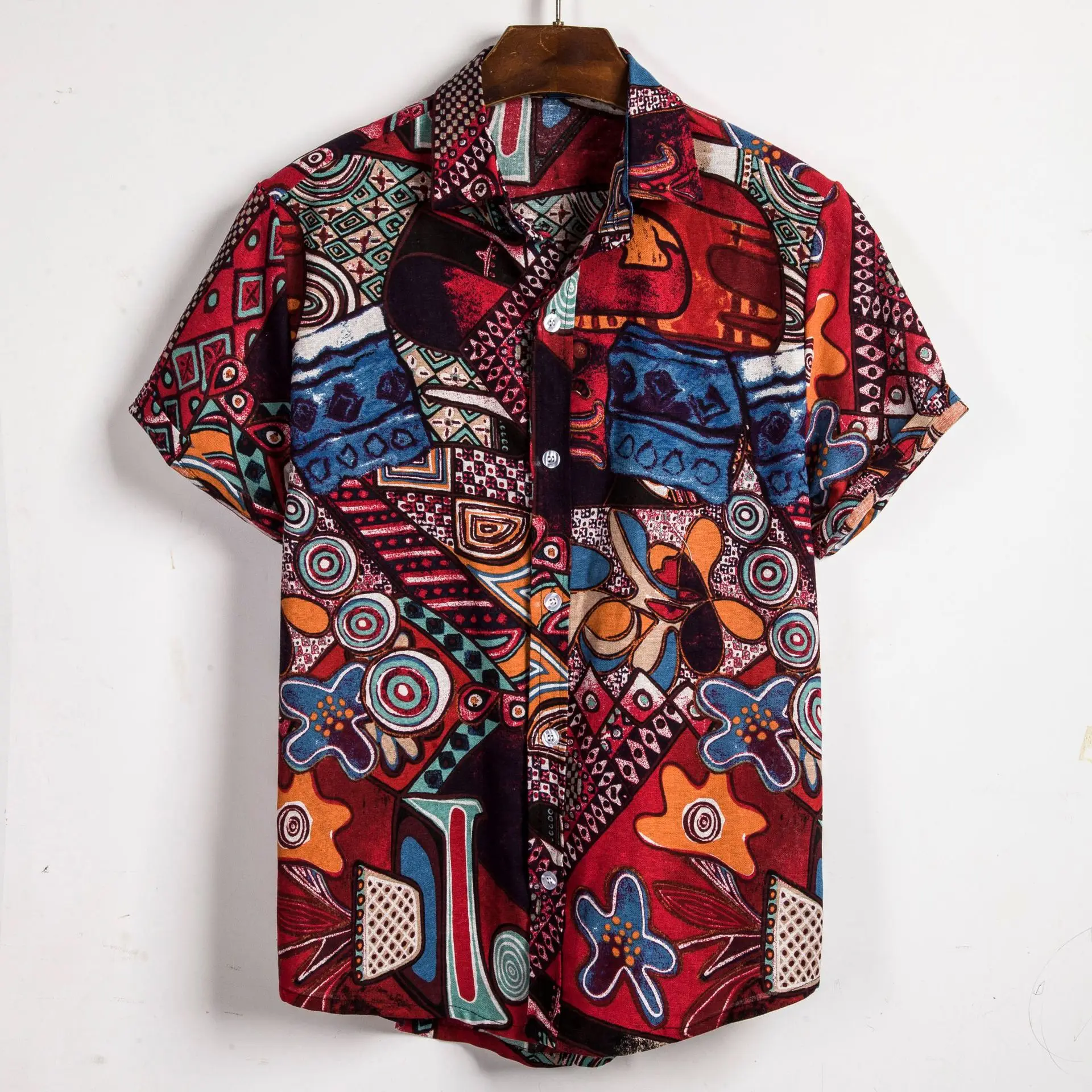 

MJARTORIA2019 New Arrivals Summer Hot Fashion Mens Floral Printed Turn Down Collar Short Sleeve Loose Leisure Tide Shirts