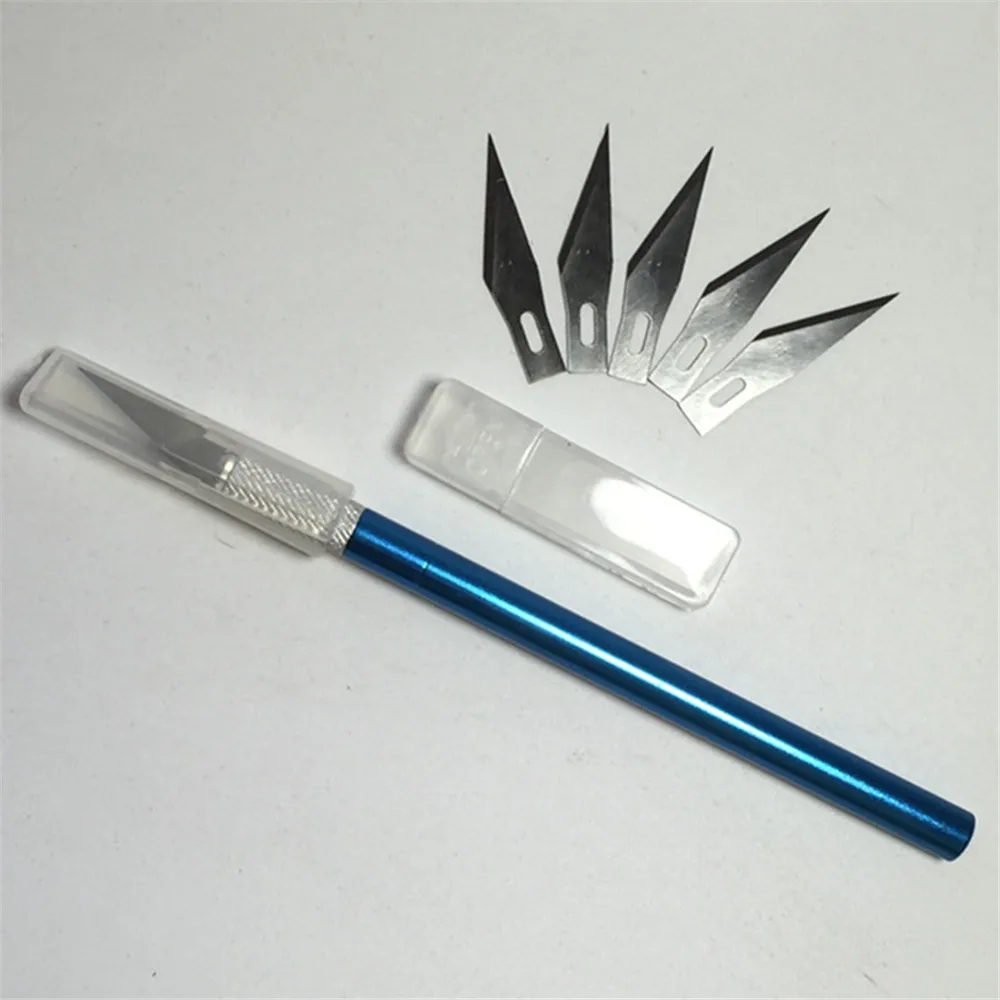

Metal Handle Scalpel Tool Craft Knife Cutter Engraving Hobby Knives + 6 pcs Blade for Mobile Phone Laptop PCB Repair Hand Tools
