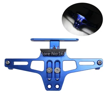 

Blue Motor Aluminum Alloy License Plate Holder Bracket Fender Eliminator & LEDs For Honda Suzuki