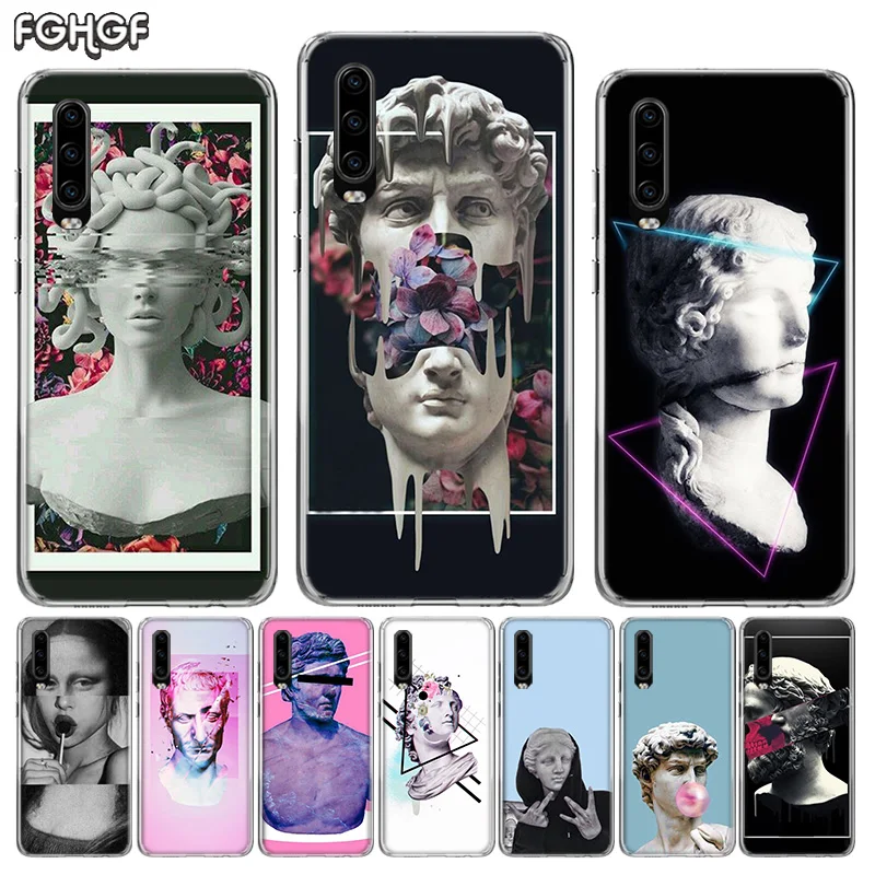 

Retro Art Statue Luxury Phone Case For Huawei P30 P20 P10 lite Plus Mate 20X 20 10 Pro P Smart 2019 + 2018 Nova 4 Cover
