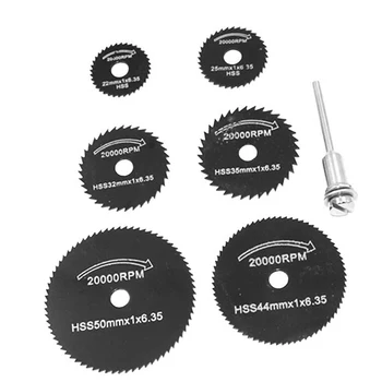 

6pcs/set HSS Saw Blades Cutting Discs Wheel+ 1 Mandrel Fr Metal Rotary Tool