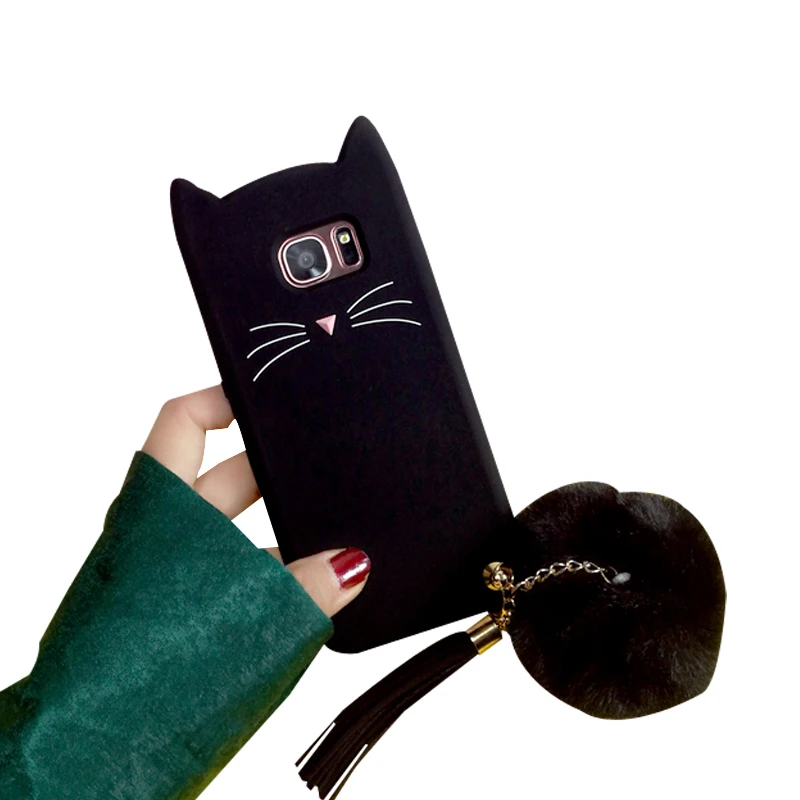 

For samsung s6 s7 edge s8 s9 plus A8 plus note 8 j3 j5 j7 j2 prime 2016 2017 c5 c7 c9 pro j7max case 3D Cat Beard Silicon cover