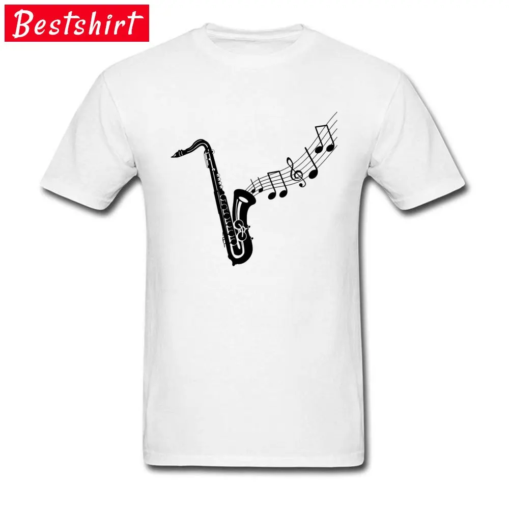 

Graceful Saxophone Note T Shirts Uruguay Cmfortable Tops Tees White Fashion No Button Print T-Shirt For Men Ufc Mma Size