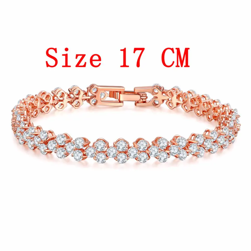 CARSINEL, кубический цирконий, романтические браслеты для невесты, серебряные ювелирные браслеты, BR0002 - Окраска металла: Rose Gold17CM
