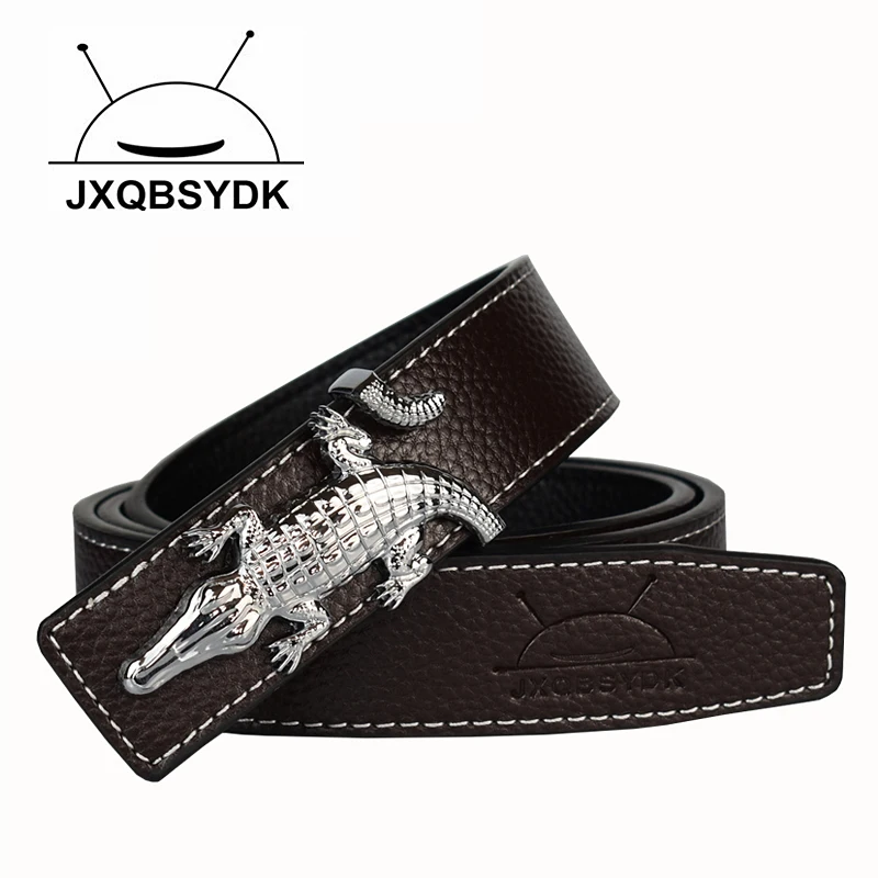 

JXQBSYDK Luxury Belts for Men Business Leather Belts Crocodile Buckle High Quality Jeans Waist Belts